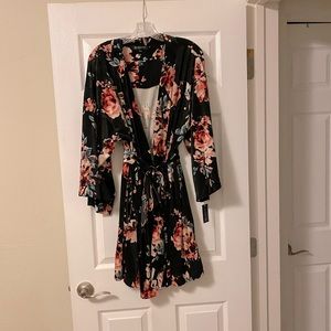 INC International Concepts Floral Velvet Short Robe